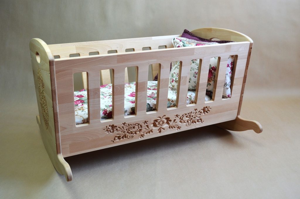 Wooden baby cradle